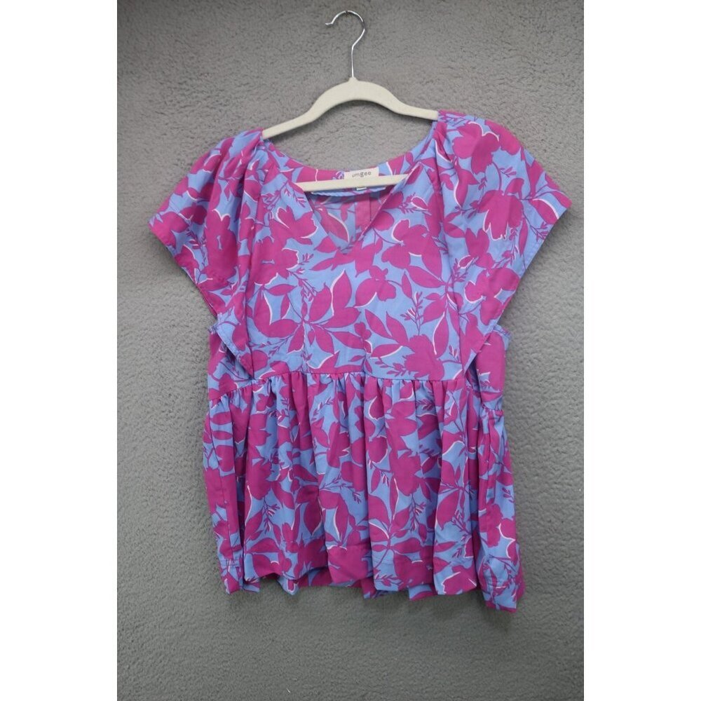 Umgee‎ Floral Babydoll Top-Purple & Blue-Size Medium-Whimsigoth-Fairy